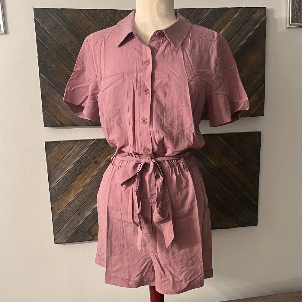 Mystree Pink Button-Up Romper